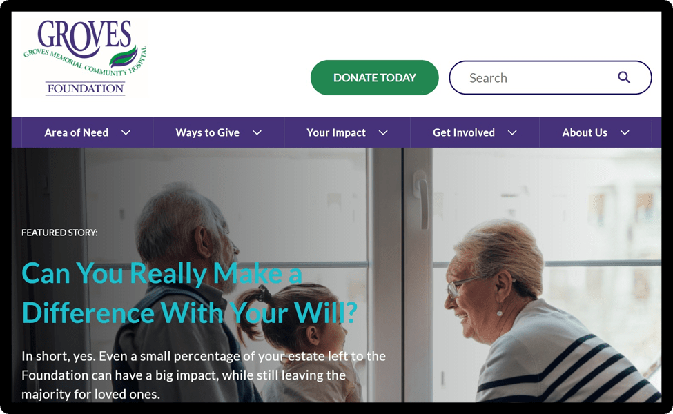 Groves Hospital Foundation Landing Page