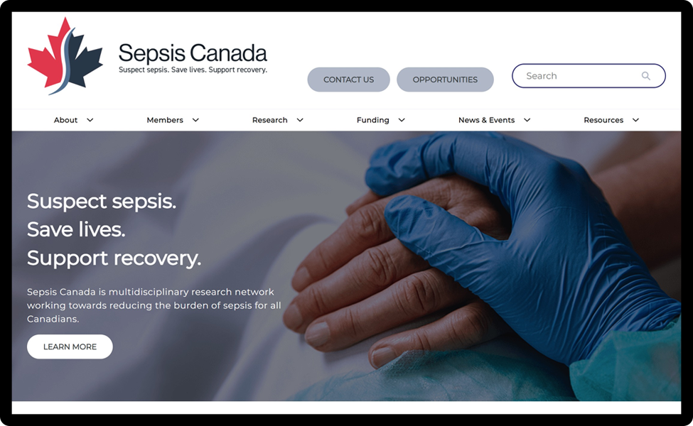 Photo of the Sepsis Canada website landing page