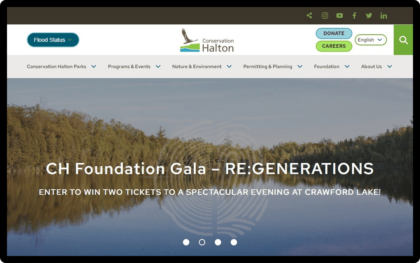 Conservation Halton Website Homepage.