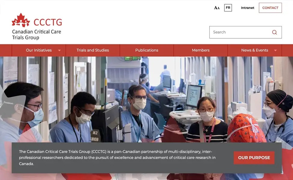 Canadian Critical Care Trials Group website homepage.
